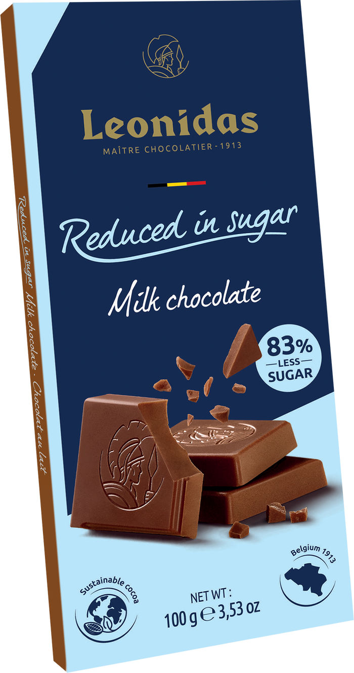 Tablette chocolat lait allégée en sucre. Sucre Stévia 100gr