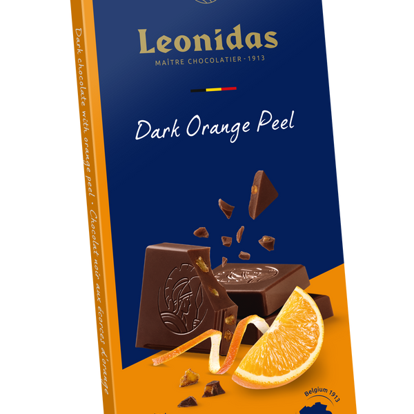 Tablette de chocolat NOIR à la saveur orange 54% 100 gr