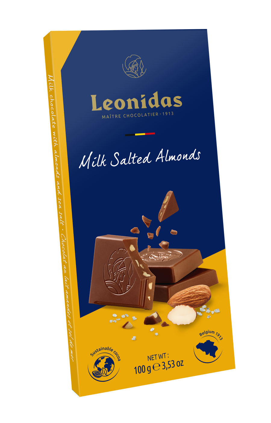 Tablette au chocolat au Lait et amandes salées 100 gr