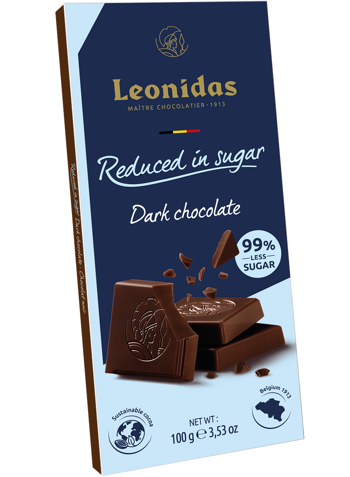 Tablette chocolat fondant allégée en Sucre. Au sucre Stévia 100gr